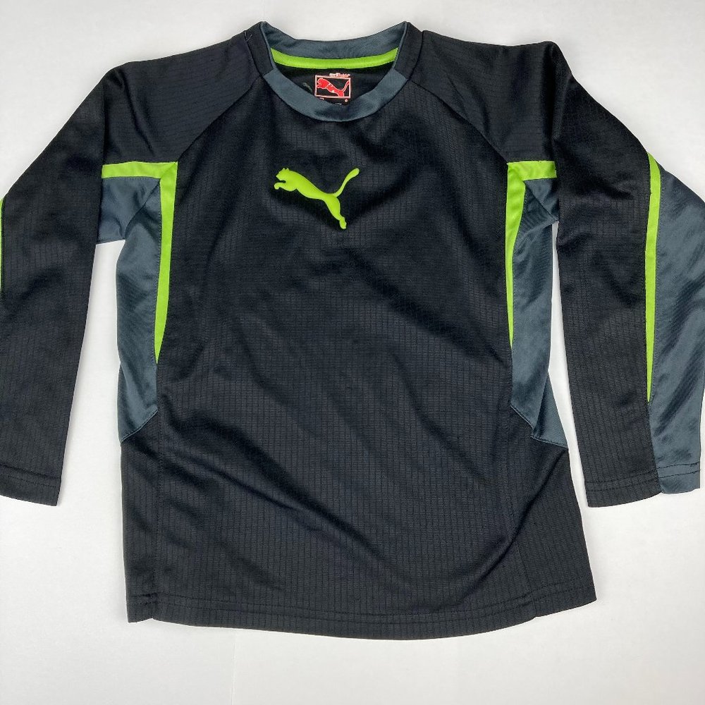 PUMA Boys Tee size 6 Embossed Puma Long Sleeve Blk